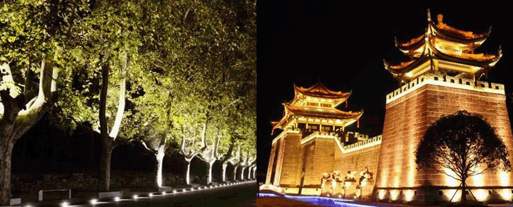 LED投光燈照明效果實(shí)拍-樹(shù)木照明-建筑物照明